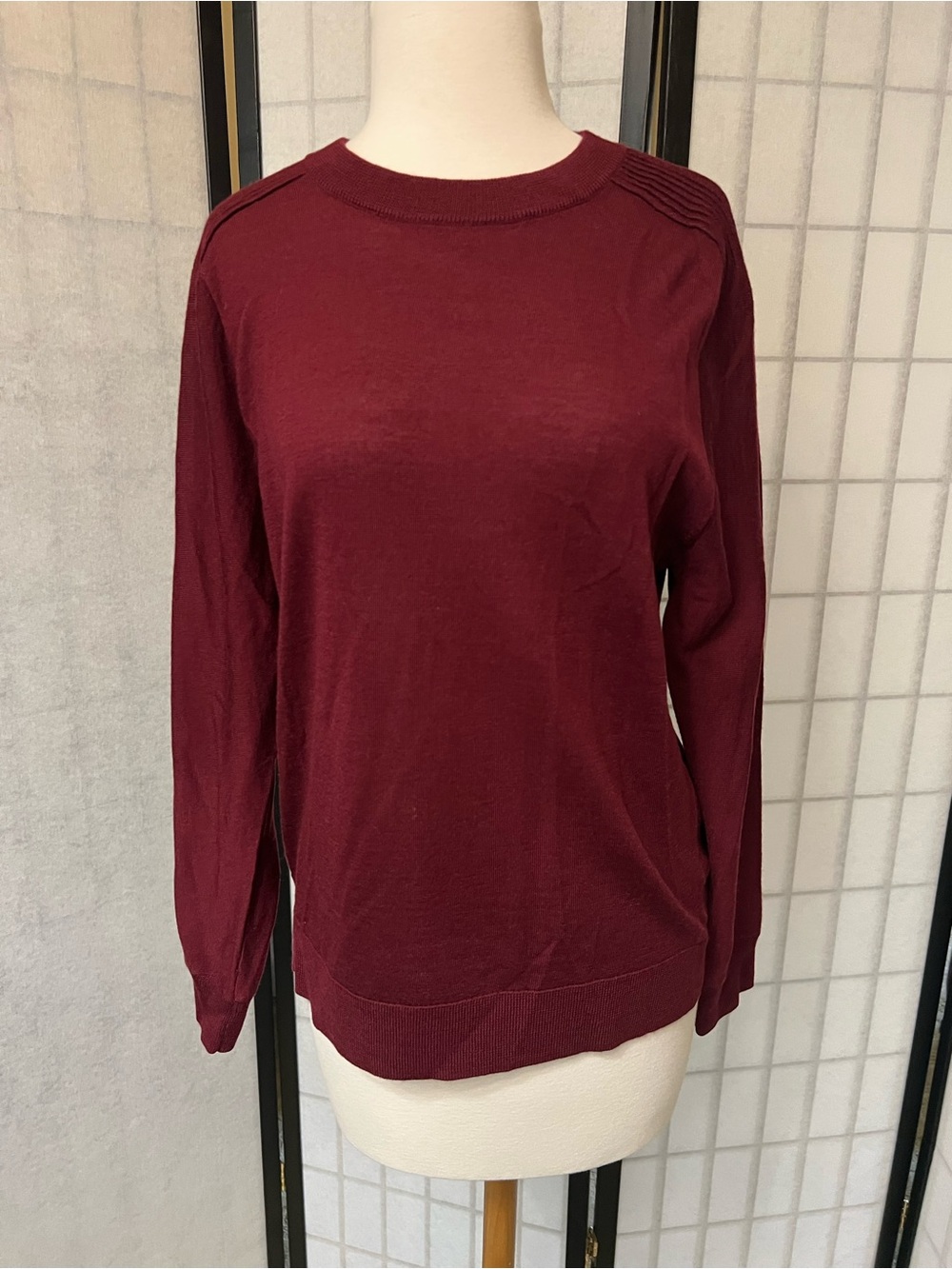 Talbots Maroon Merino Wool Crewneck Sweater